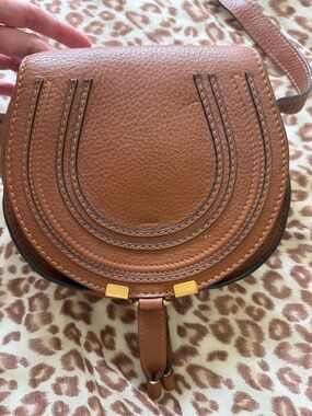 Chloe Marcie Saddle Bag Small Tan